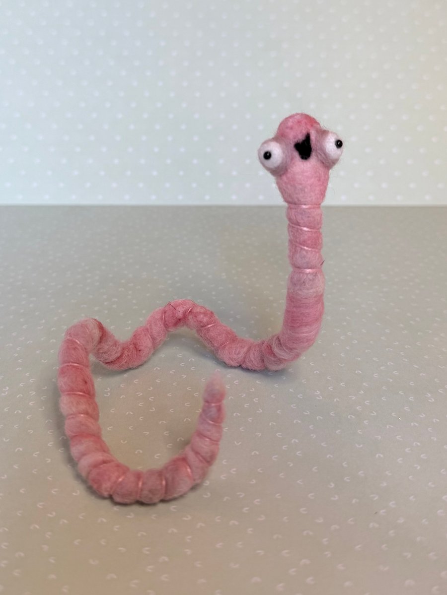Needlefelted Worm Art Doll Buzzed 