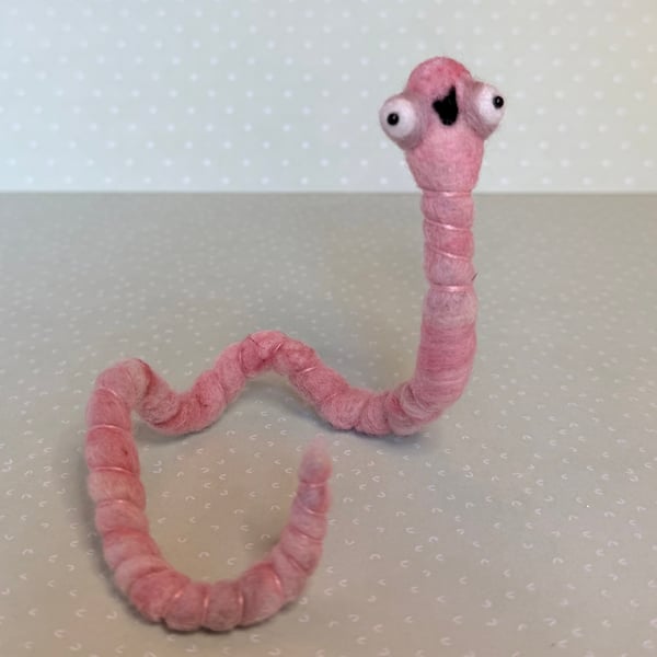 Needlefelted Worm Art Doll Buzzed 