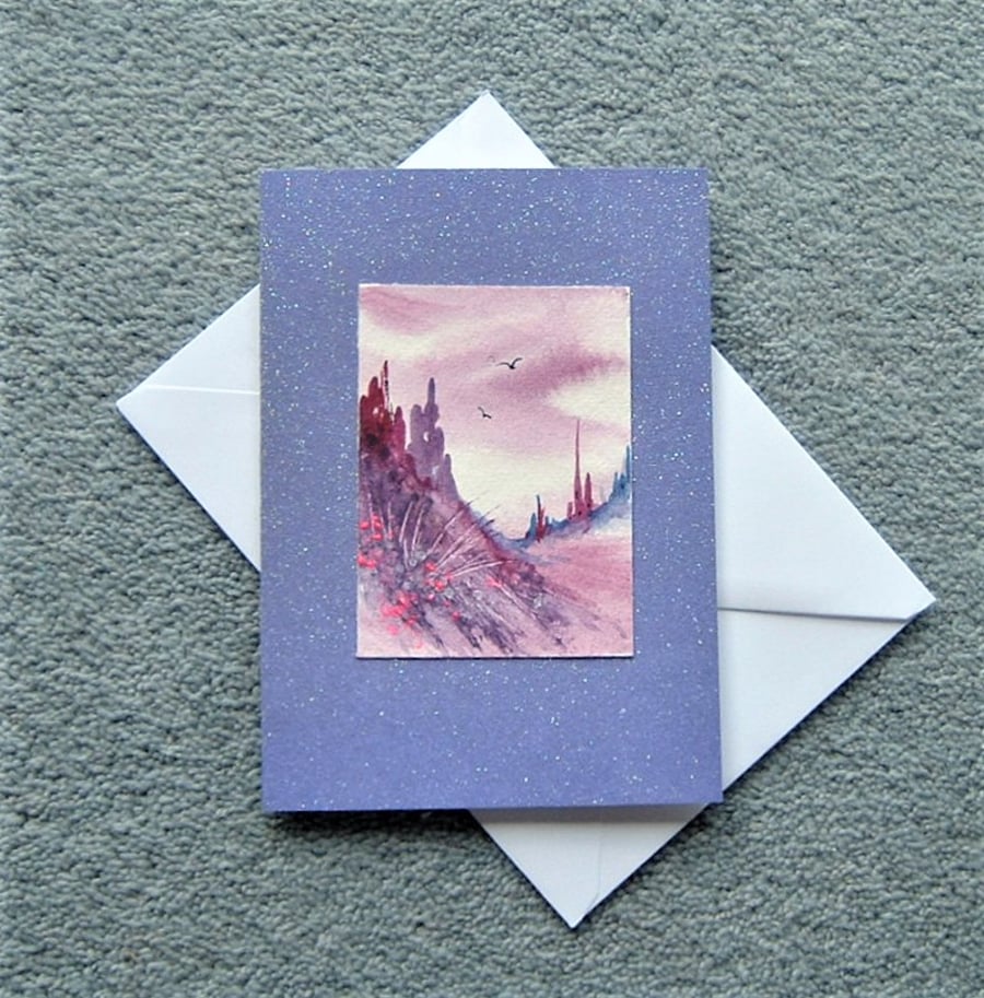 aceo original hand painted blank greetings card ( ref F 79 C4)