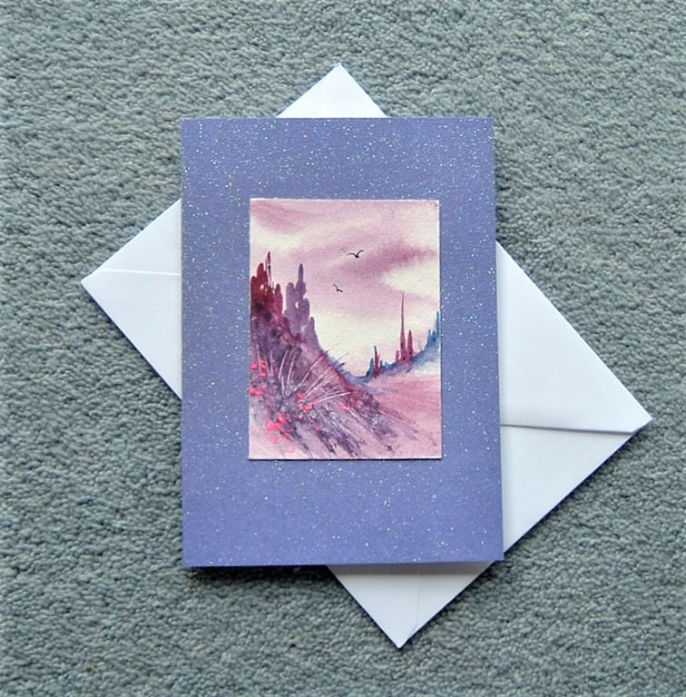 aceo original hand painted blank greetings card ( ref F 79 C4)