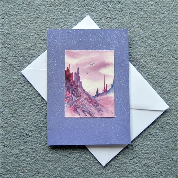 aceo original hand painted blank greetings card ( ref F 79 C4)