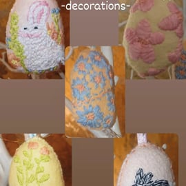 Set of 5 hand embroidered felt Easter egg decorations 