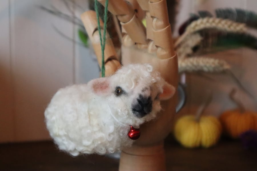 Needle felted Greyfaced Dartmoor sheep Bauble
