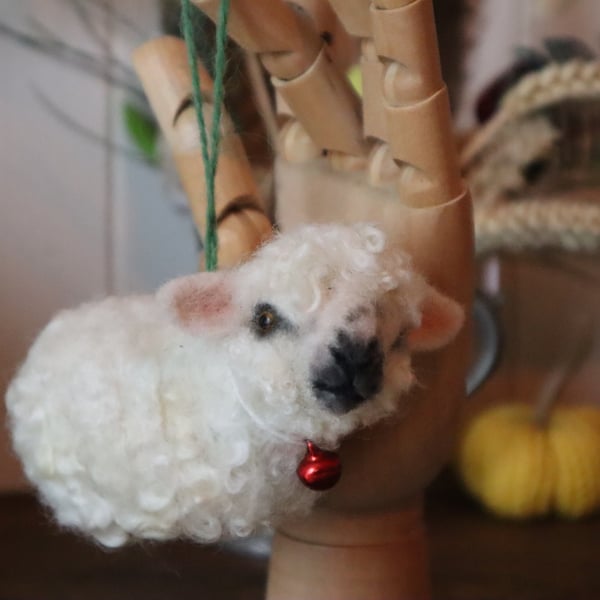 Needle felted Greyfaced Dartmoor sheep Bauble