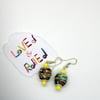 Brightly coloured Small round paper bead earrings 