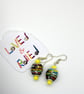 Brightly coloured Small round paper bead earrings  - Image 1