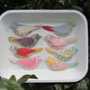 Recycled fabric bird fridge magnets in assorted colours