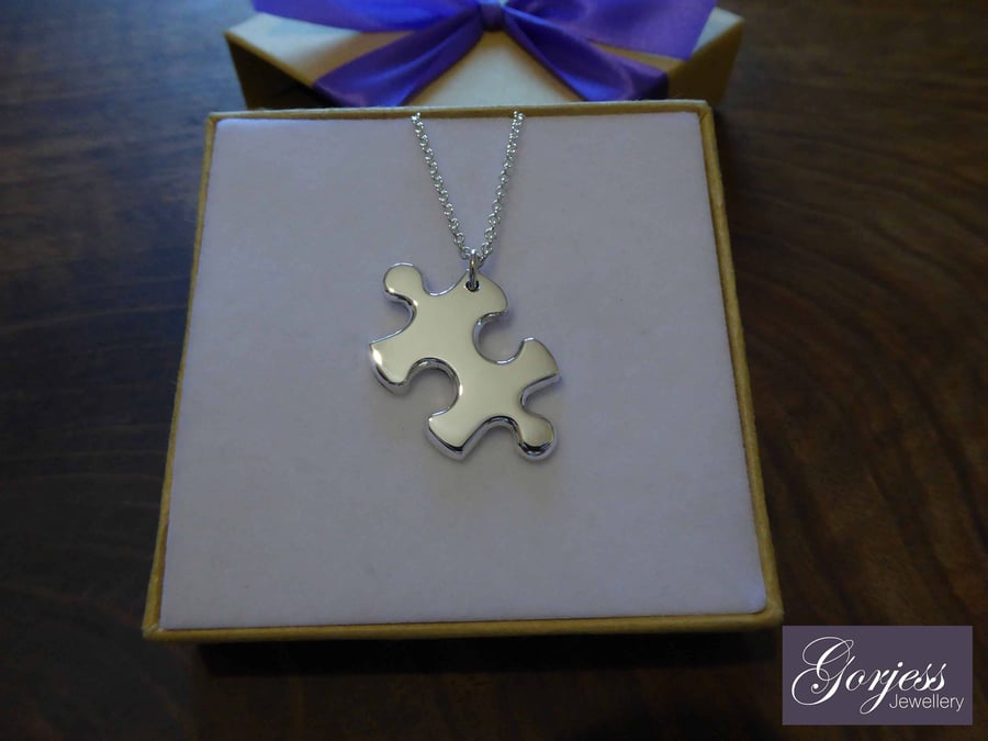 Silver Chunky Jigsaw Pendant