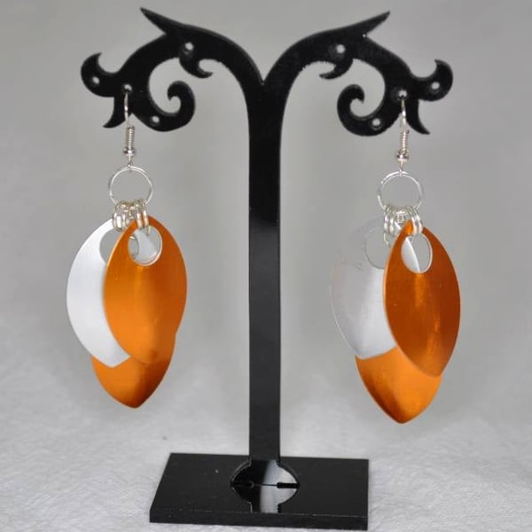 Orange Statement Earrings, Aluminium Earrings, Dangle Earrings