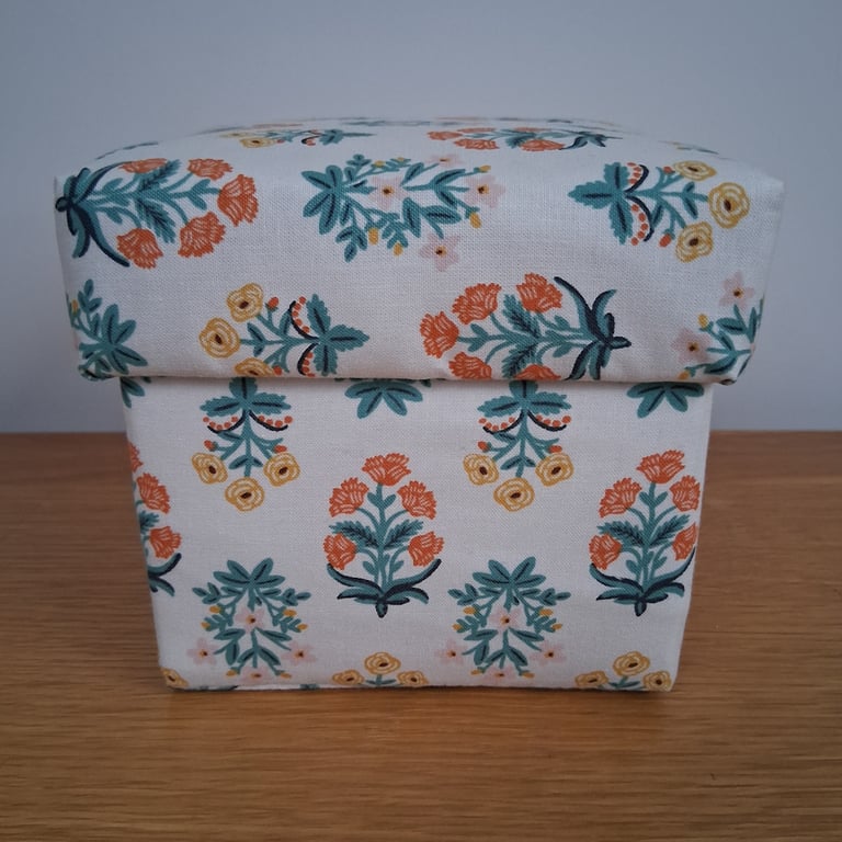 Fresh floral fabric covered trinket box