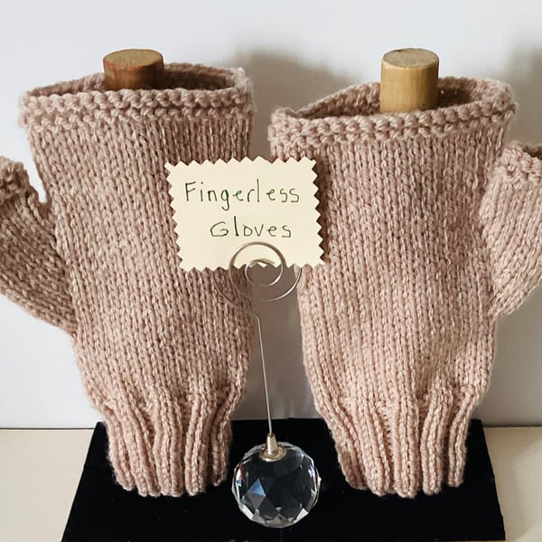 Fingerless gloves, Knitted Beige Ladies fingerless gloves