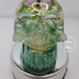 Green Jewelled Resin Skull