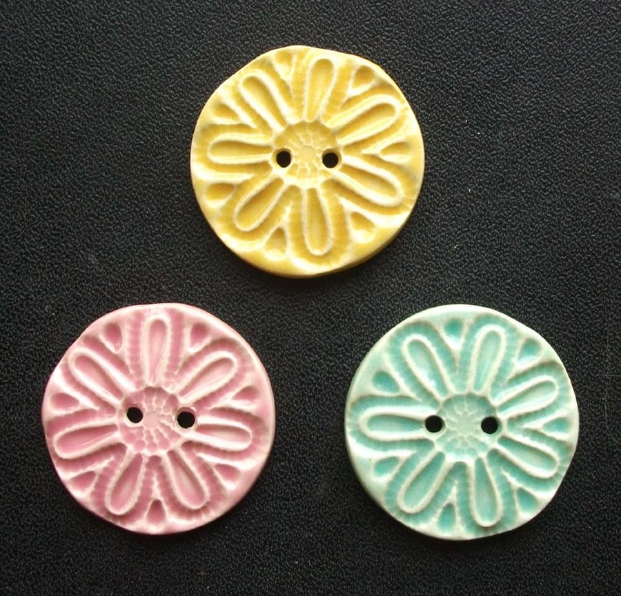 Set of three large  ceramic buttons