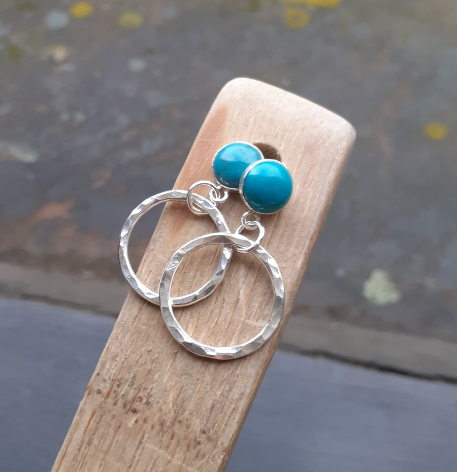 Recycled Sterling Silver Handmade Natural Turquoise Earrings