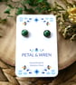 Green Sparkly Hypoallergenic Silver Stud Earrings - Image 2