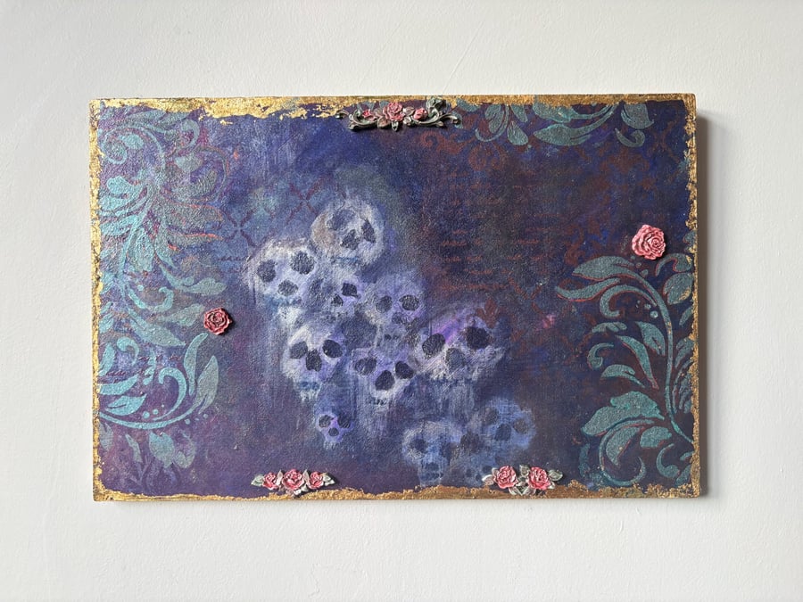 Forever Entwined - Acrylic paint with raised detail painted on wood board