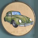Green vw beetle illustration drawing 