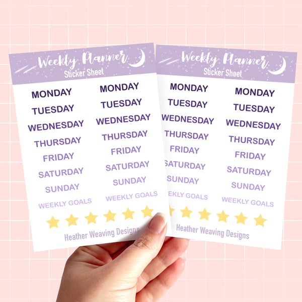 Cute Days Of The Week Planner Sticker Sheets