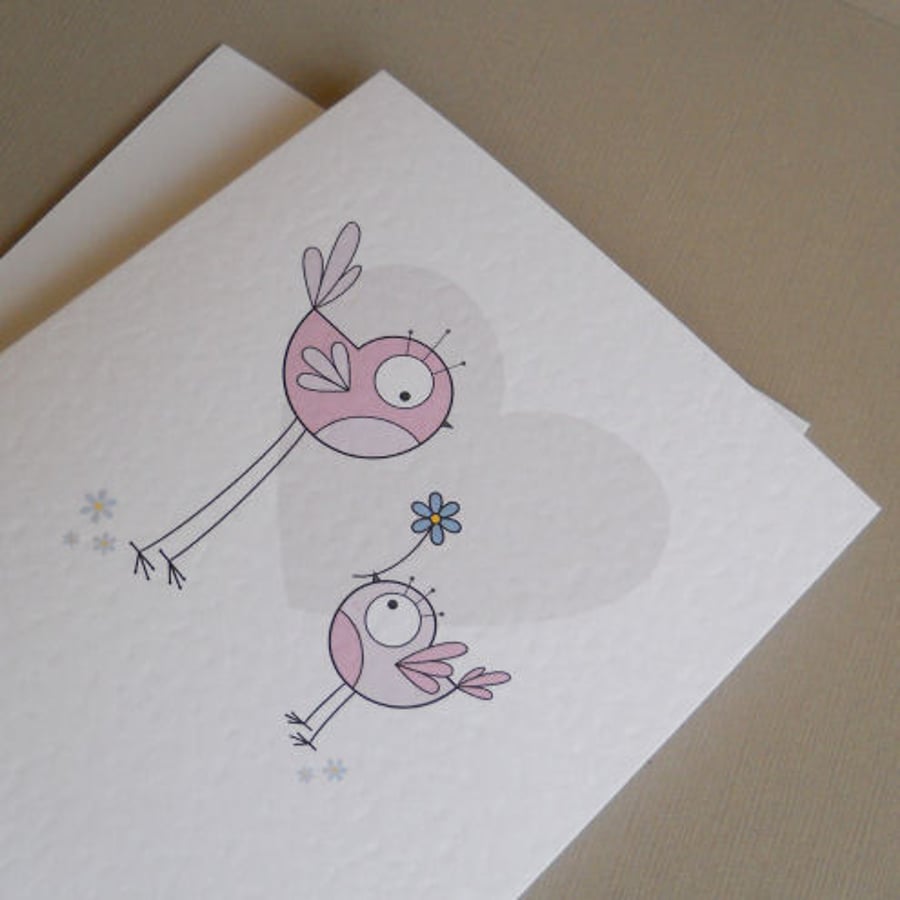 little birds birthday card