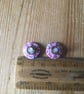 Dorset Button Earrings, Singletons with Liberty ‘Pepper’, Pink - Image 3