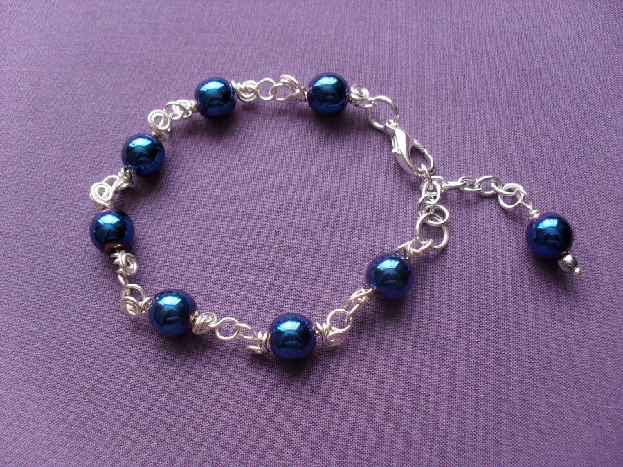 Blue Haematite Wire Bracelet