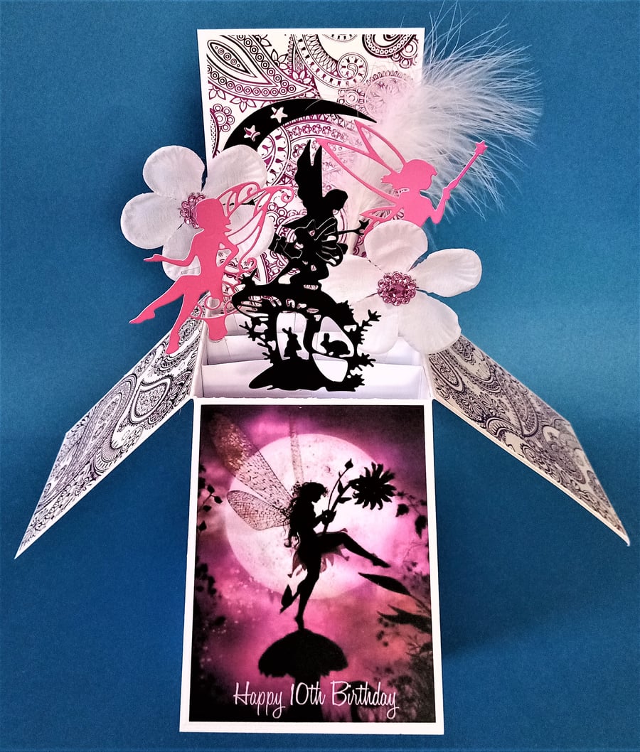Girls 10th Birthday Card with Fairies