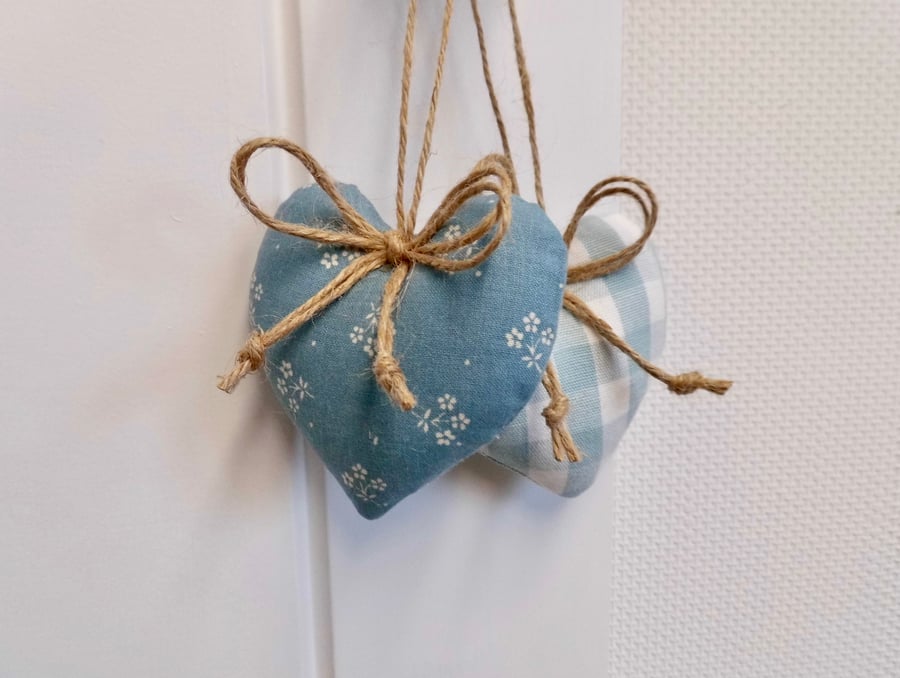 SOLD shape decorations in Laura Ashley duck egg blue fabrics 