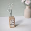 Clay Heart and Flower in a Printed Wood Block 'You are Loved'