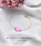 Pink Heart Synthetic Opal Bracelet With 925 Sterling Silver Chain