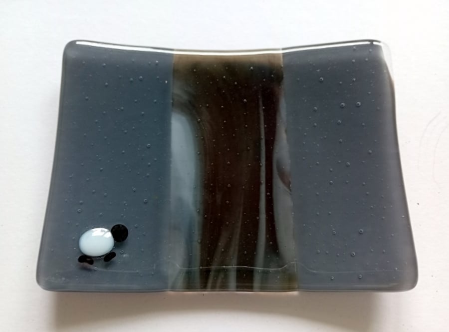 Fused glass Sheepy soap dish