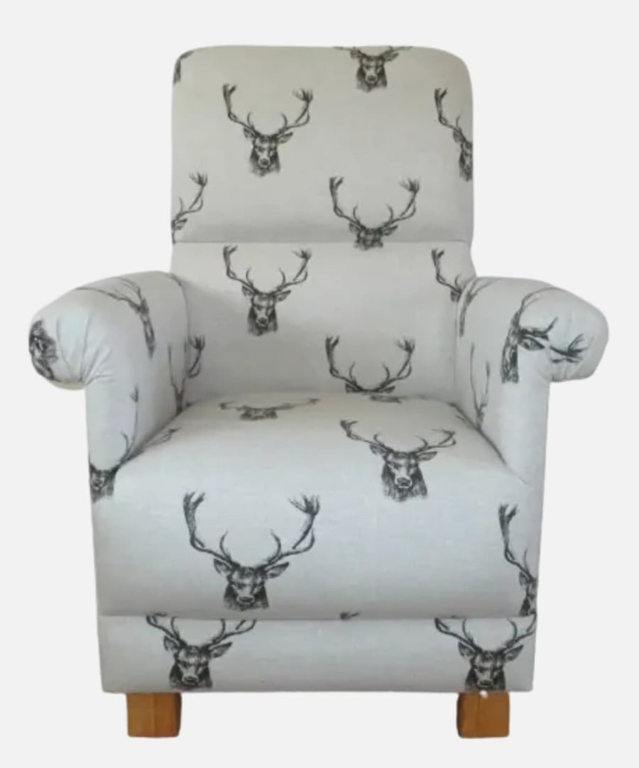 Grey Stag Armchair Adult's Chair Fryetts Fabric Accent Small Nursery Lounge 