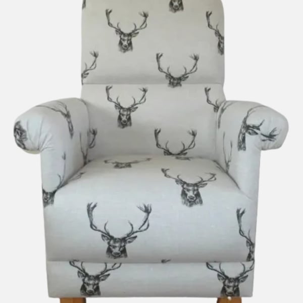 Grey Stag Armchair Adult's Chair Fryetts Fabric Accent Small Nursery Lounge 