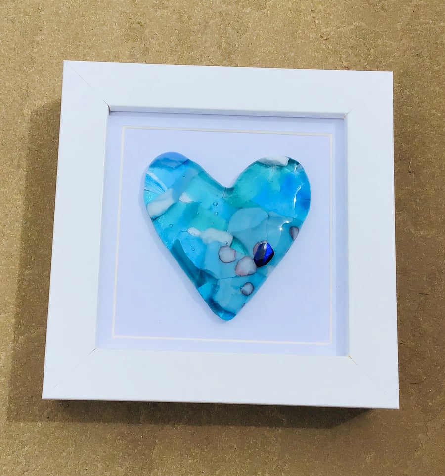 Fused glass cast heart picture 