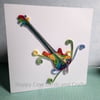 Lovely quilled electric guitar open card