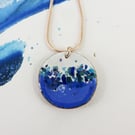 Enamel Pendant in Copper and Enamel with Colourful Glass Pieces.
