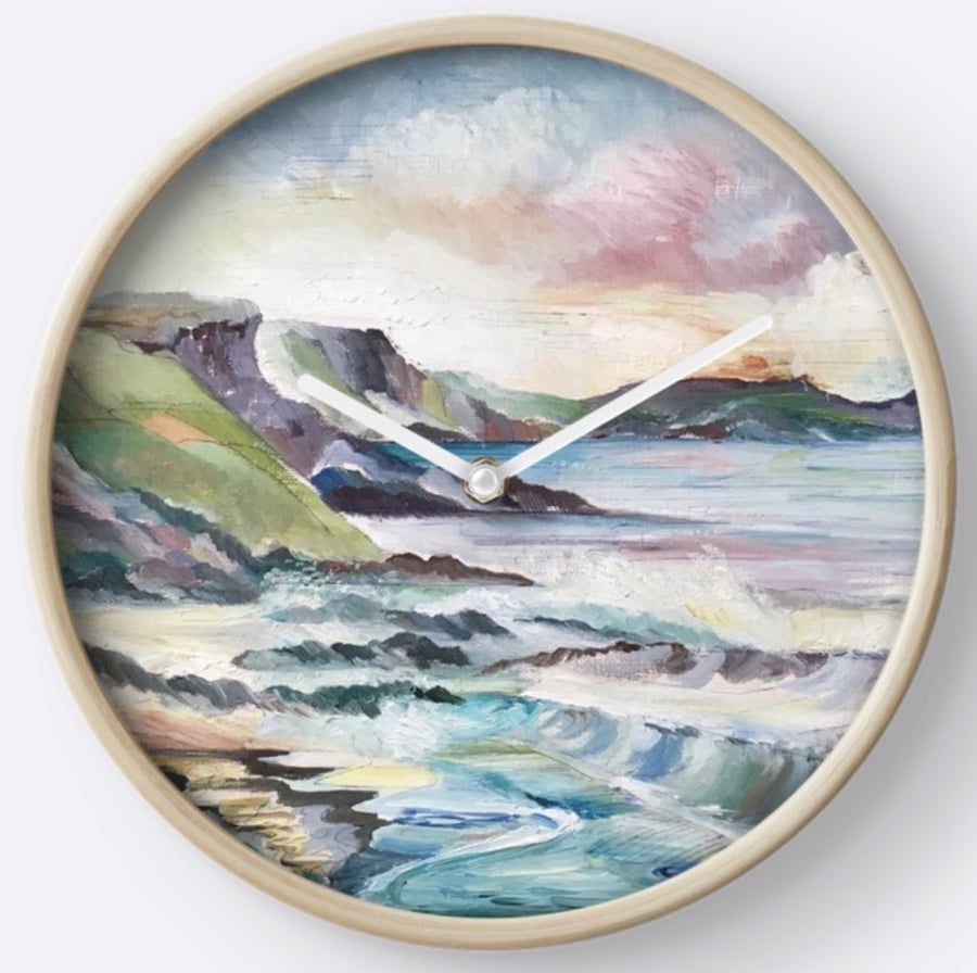 Beautiful Wall Clock Featuring The Painting ‘Cornish Cove’ 