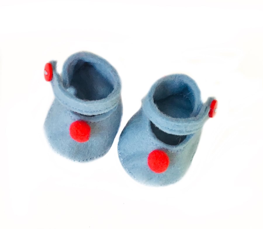 Blue Felt Shoes - reserved for Sue