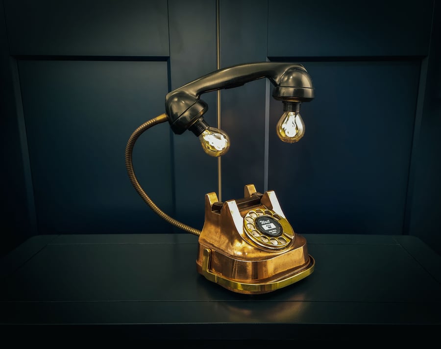 Vintage Copper & Brass Telephone Desk Lamp Handmade Upcycled