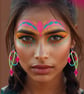 Statement Bright Neon Hot Pink and Turquoise Beaded Dangle Earrings - Image 2