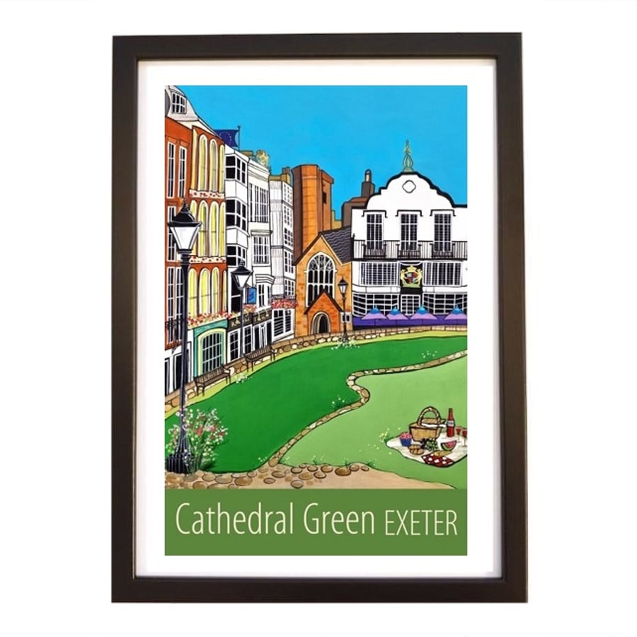 Exeter Cathedral Green travel poster print by Susie West