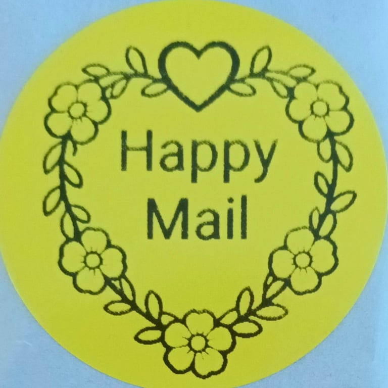 50 'Happy Mail' Heart Thermal Printed Stickers (PY)
