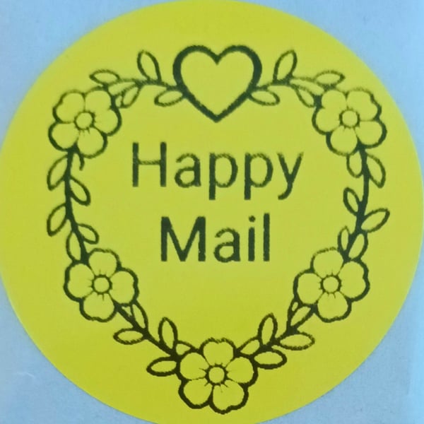 50 'Happy Mail' Heart Thermal Printed Stickers (PY)