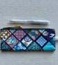 Pencil Case Teal Patterned Japanese Fabric  - Image 1