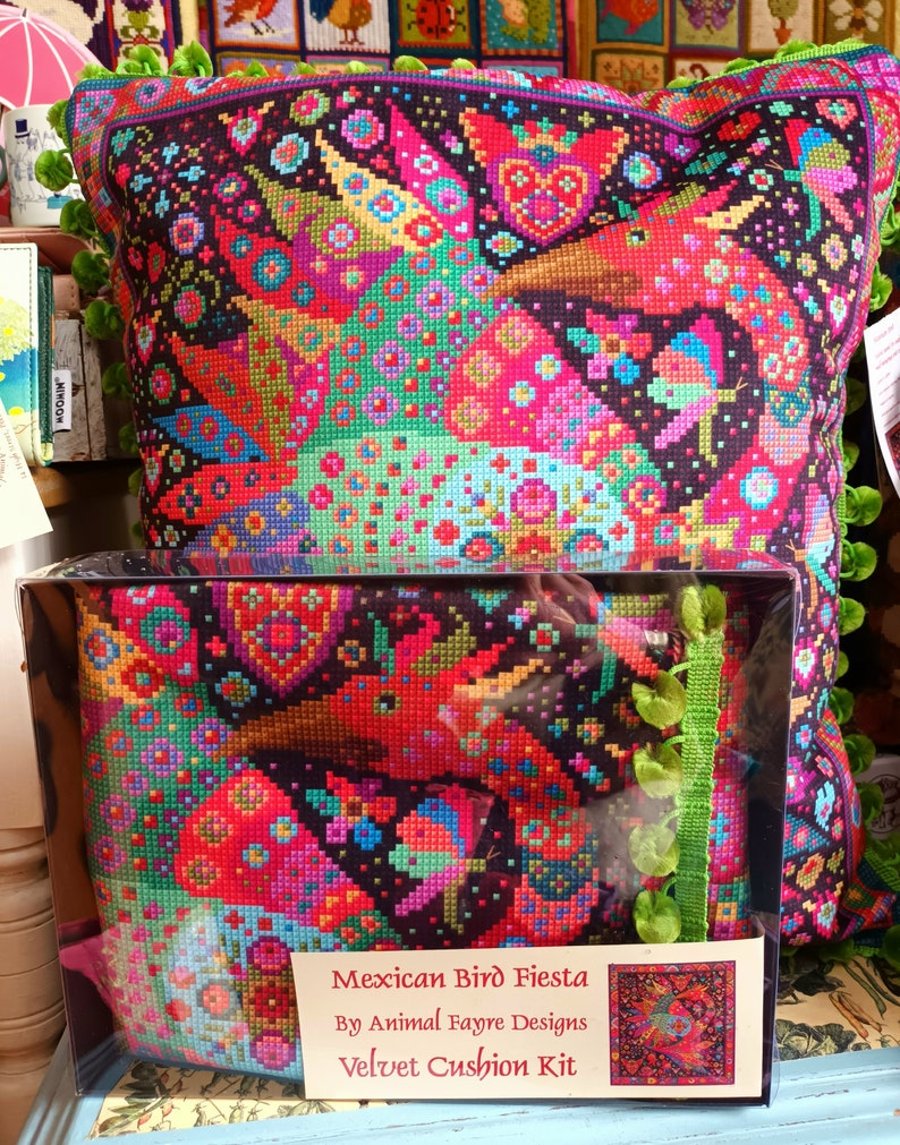 Mexican Bird Fiesta Velvet Cushion Kit,  Beautiful  Scatter Cushion 