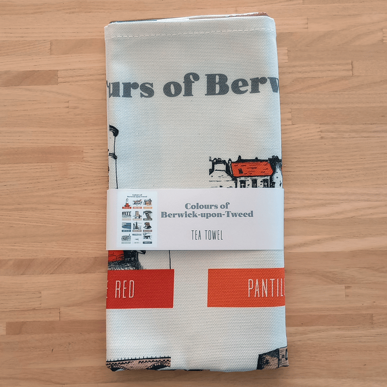 Berwick-upon-Tweed Illustrated Landmarks Organic Cotton Tea Towel 