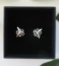 Sterling Silver and Abalone hummingbird and flower earrings - Image 2
