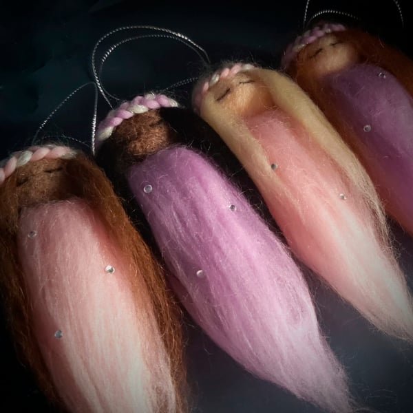 Needle Felted Fairy Christmas Ornament: Custom Merino Wool Decoration