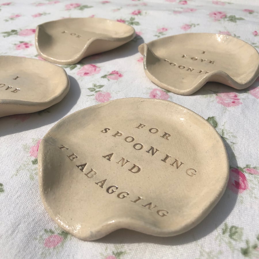 Glazed Ceramic Spoon Rest Kitchenware Personalised Cheeky Gift Teachers Gift