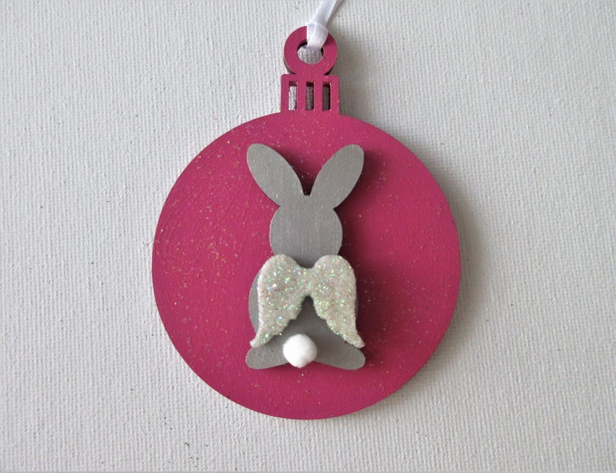 Hanging Decoration Christmas Tree Bauble Bunny Rabbit Memorial Angel Wings