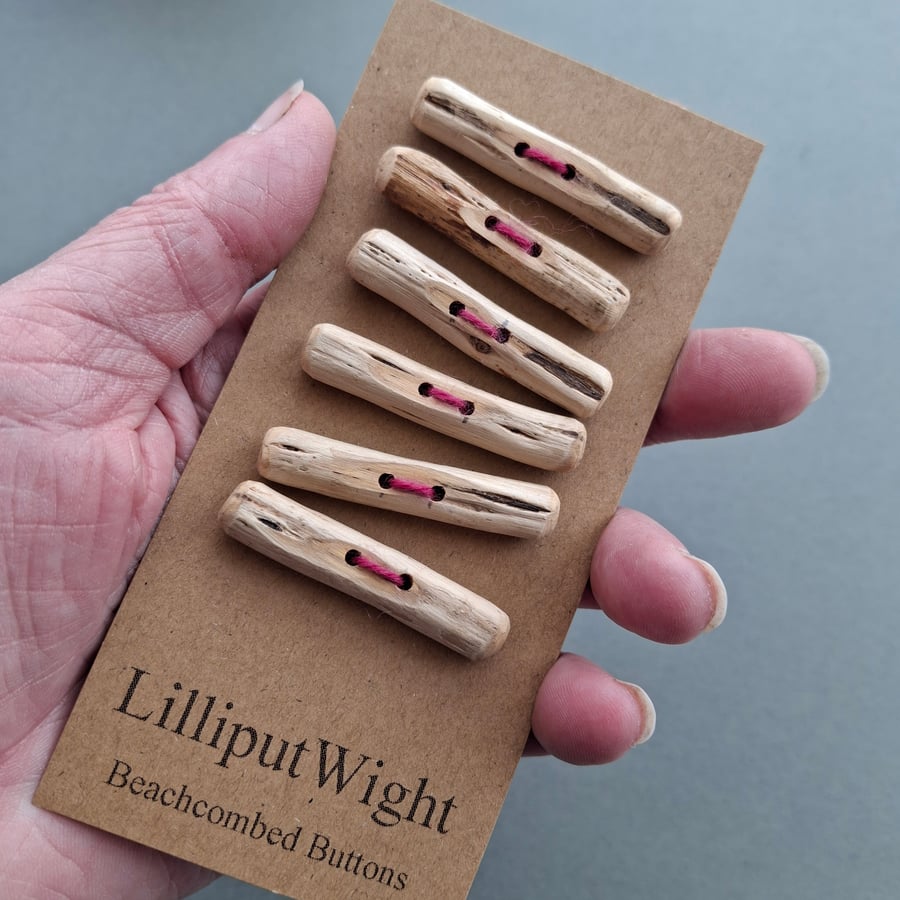 Six driftwood toggle buttons